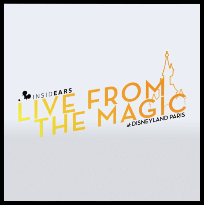 Le titre "Live from the magic at Disney" est écrit en orange sur un fond blanc.