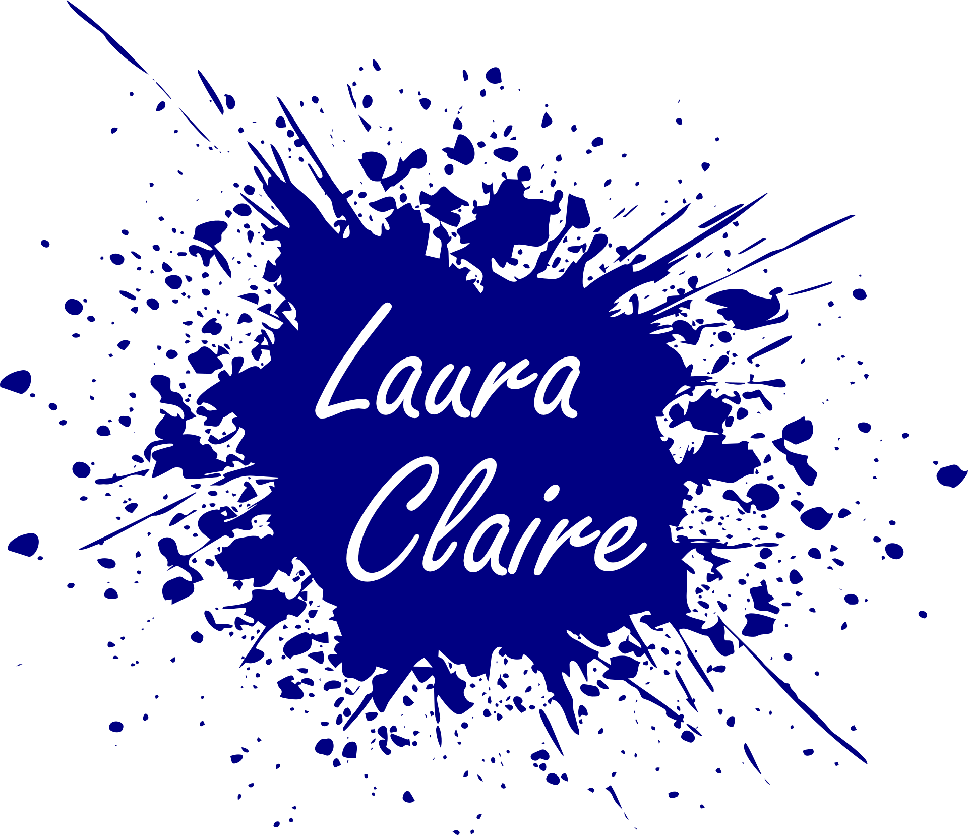 Voici le logo du site. Il représente une tâche d'encre de couleur bleue au centre de laquelle est écrit le nom d'auteure Laura Claire.