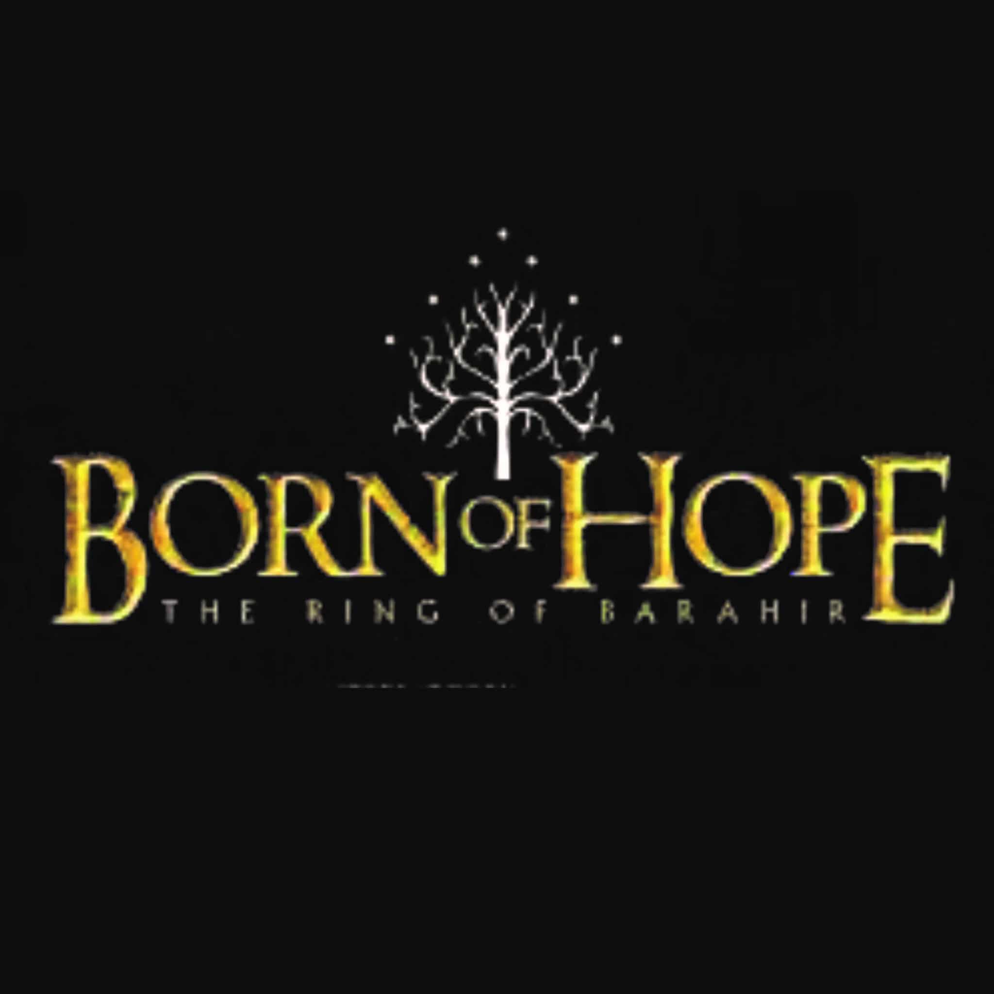 Le titre "Born of Hope" est écrit en jaune sur un fond noir.