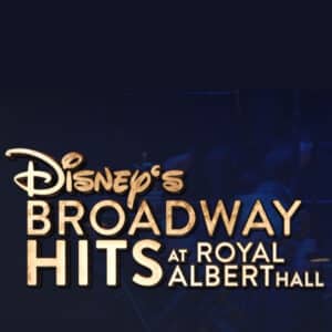 Le titre "Broadway Hits at Royal Albert Hall" est écrit avec une couleur doré sur un fond noir.