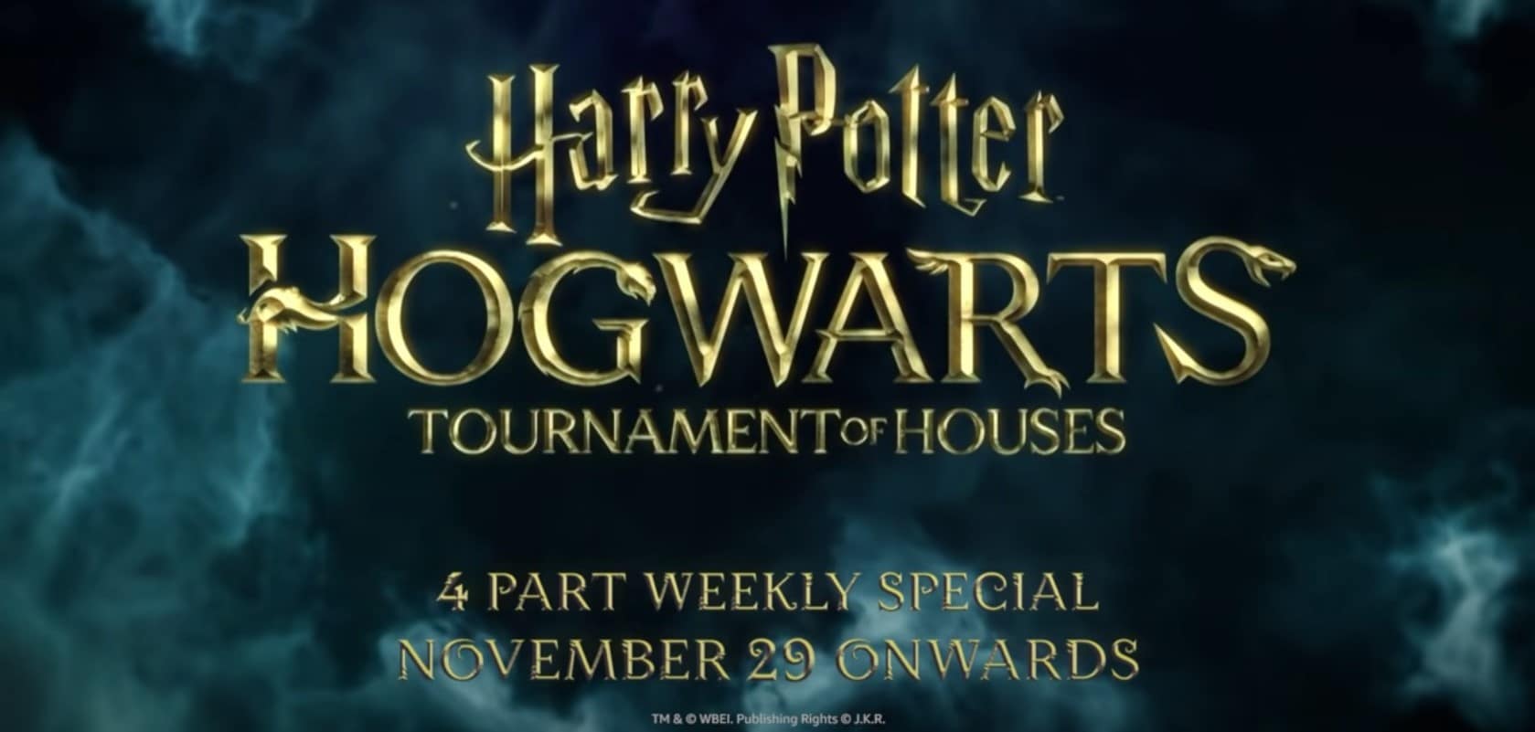 Sur cette photo, on peut lire "Harry Potter : Hogwarts, Tournament of Houses".