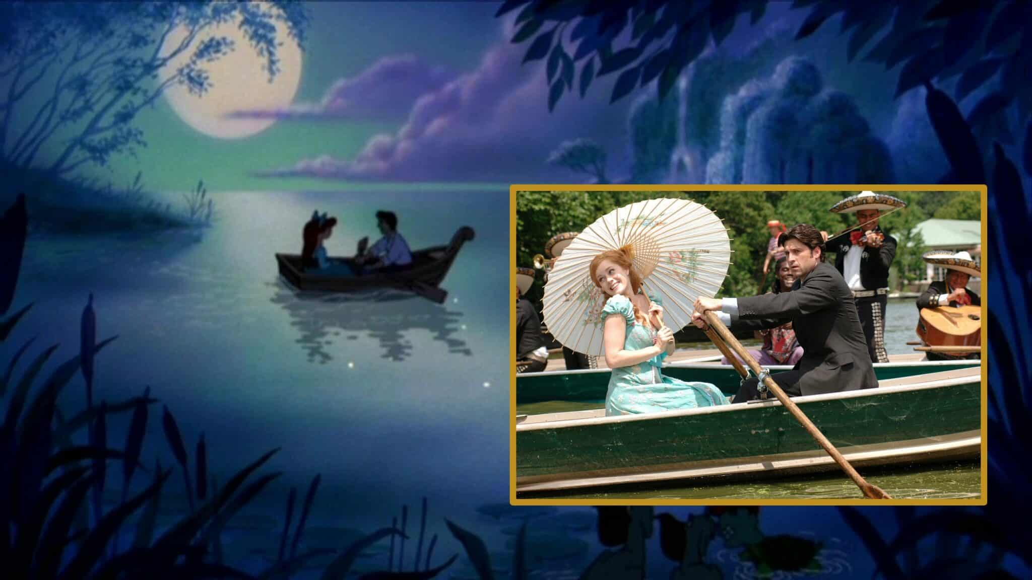 Ariel et Éric font une petite promenade en barque.